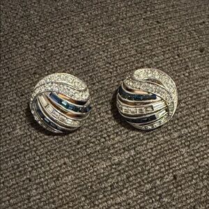 Chic Silver and Blue Stine Swirl Earrings